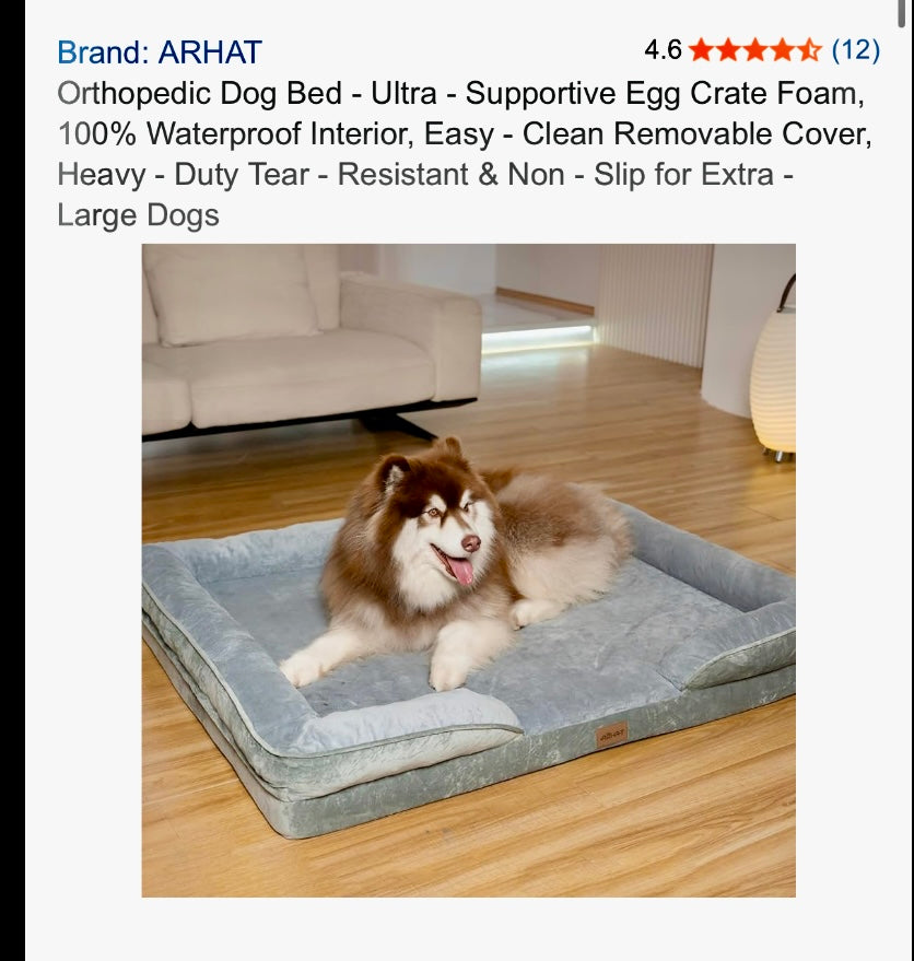 ARHAT Extra Large Orthopedic Dog Bed - Ultra - Supportive Egg Crate Foam, 100% Waterproof Interior, Easy Clean Removable Cover, Heavy Duty Tear Resistant & Non