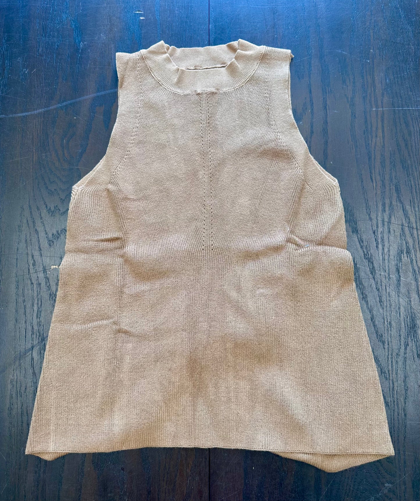 Women’s Casual Sleeveless Crew Neck Ribbed Knit Tie Back Loose Halter Sweater Top (Size S)