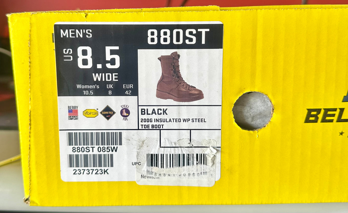 Belleville Waterproof Steel Toe Boots for Men, 200g Thinsulate, Non-Slip Insulated Tactical Boots, Dry in Wet Work, Impact & Compression Protection, Slip-Resistant Grip, Made in USA, Black Boots (Men’s 8.5 Wide)