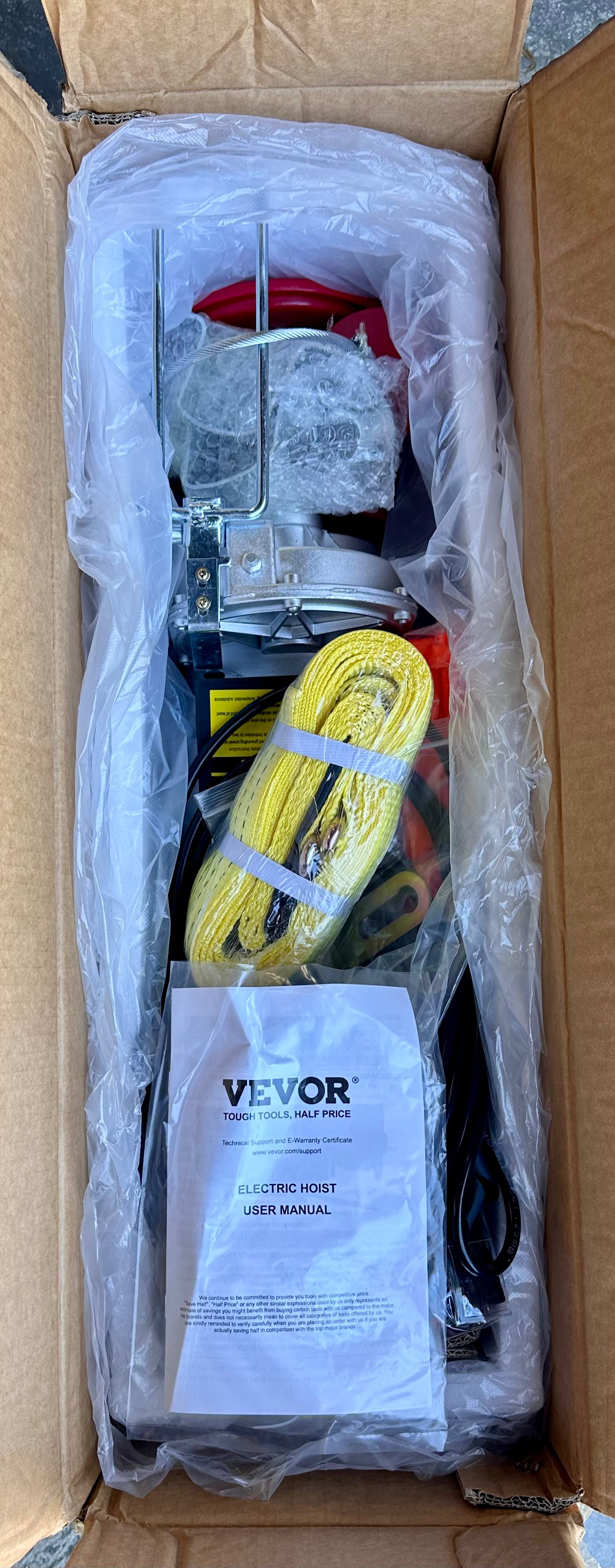 VEVOR Electric Hoist, 2200 lbs 120V Electric Winch with 328 ft, Wireless & 14 ft Wired, Remote Control, 40 ft Single Cable Lifting Height, Single/Double Slings, Lift Hoist for Garage, Warehouse, Factory (G910)