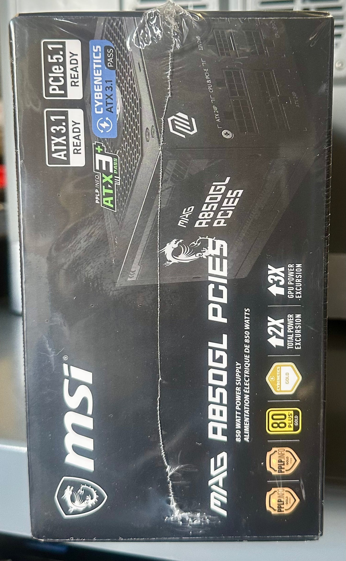 MSI MAG A850GL PCIE5, Fully Modular Compact Gaming 850W Power Supply, 80+ Gold, ATX 3.1 & PCle 5.1 Ready, Native Dual-Color 12V-2x6 Cable