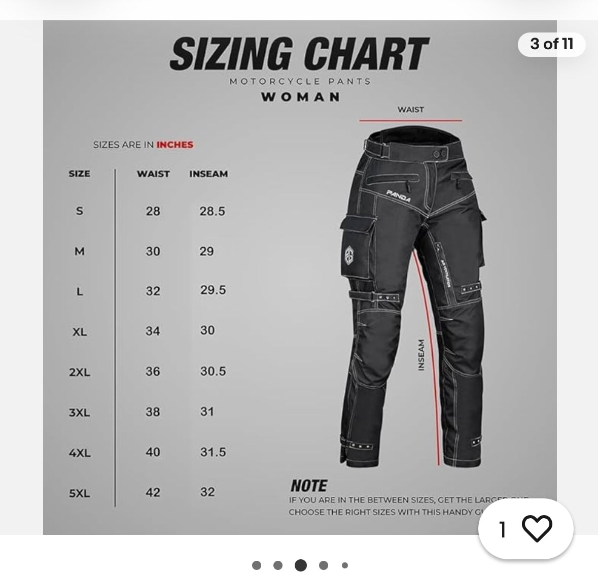 Panda Cycle Gear “Nitro” Women’s Motorcycle Pants  Model: PCG-1922, (Size Large)