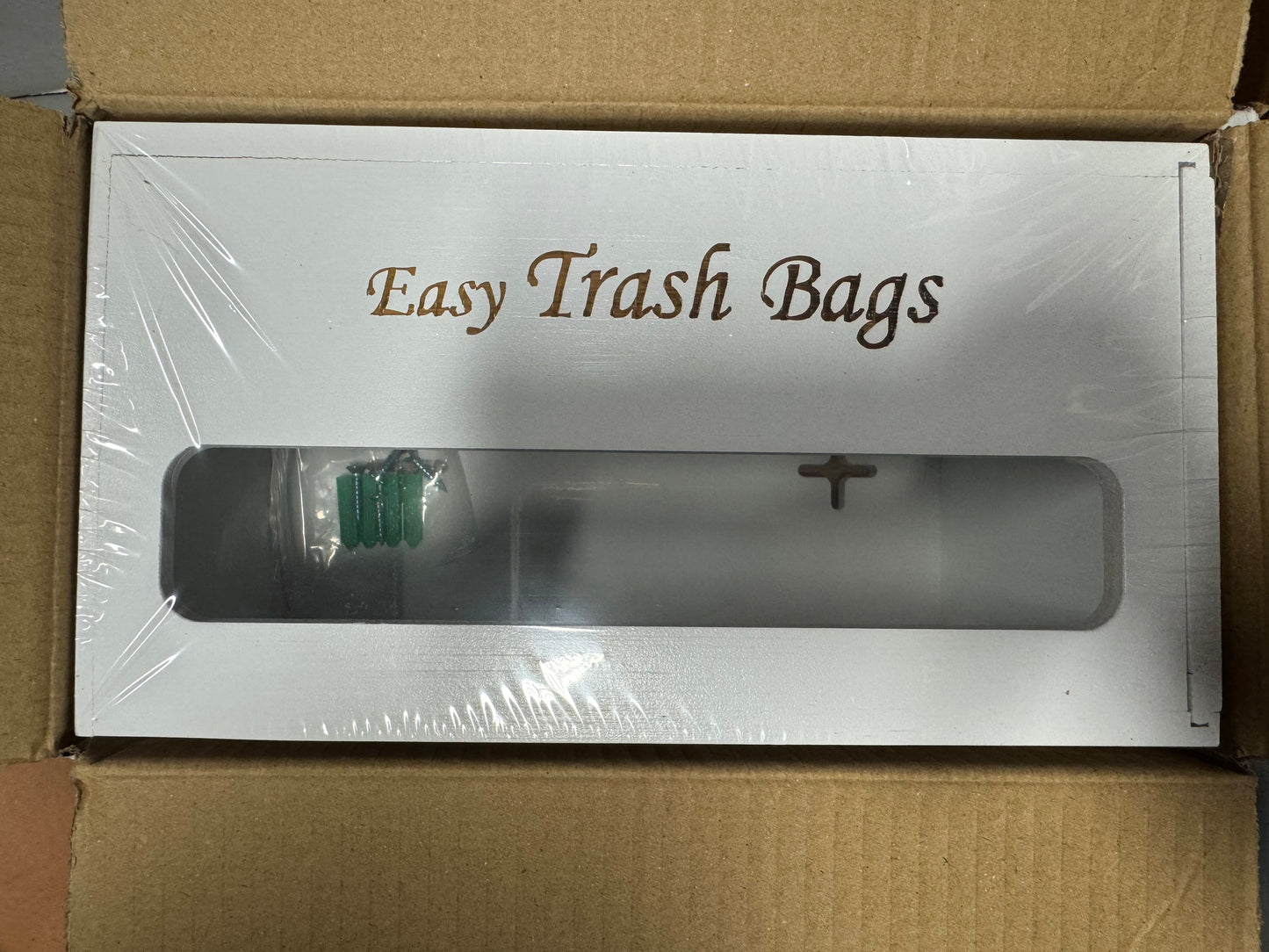 Wooden Trash Bag Dispenser, Wall Mounted Farmhouse Plastic Bag Roll Holder, Garbage Can Liner Organizer