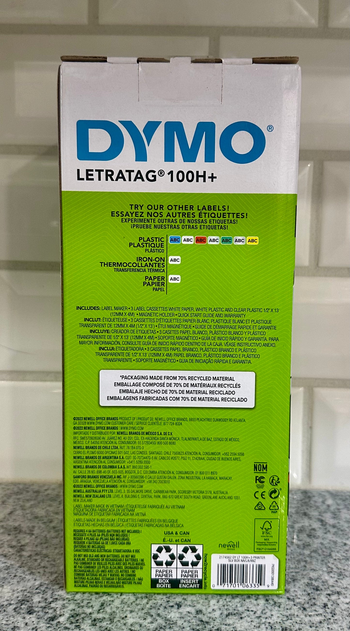 DYMO Label Maker Machine with 3 Tapes - 100H LetraTag Handheld, Includes 3 LT Label Tapes, Perfect for Home & Office Organization