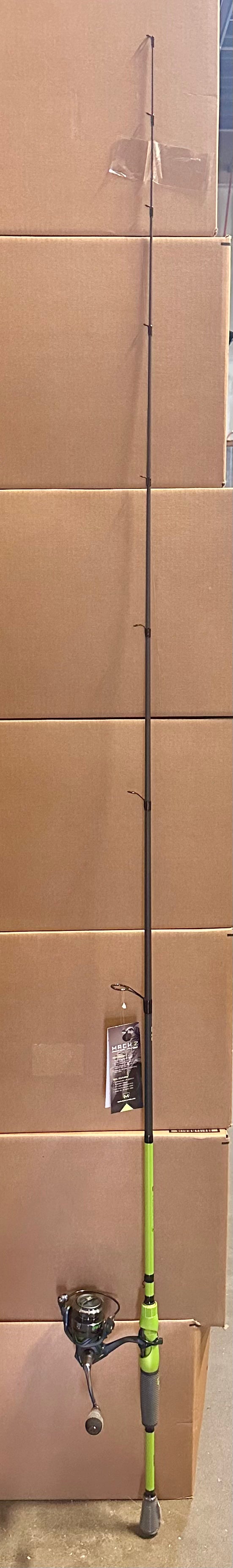 Lew's MACH 2 Spinning Reel and Fishing Rod Combo, IM8 Graphite Blank Fishing Rod, Right or Left-Hand Retrieve, Winn Dri-Tac Ultra Handle, Black/Green (W536)