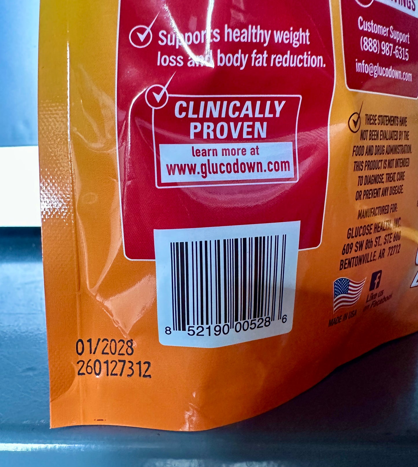 GLUCODOWN, Delicious Peach Mango Drink Mix, Patent Pending Dietary Fiber Formula for Maintenance of Healthy Blood Sugar & Cholesterol, 45 Servings.