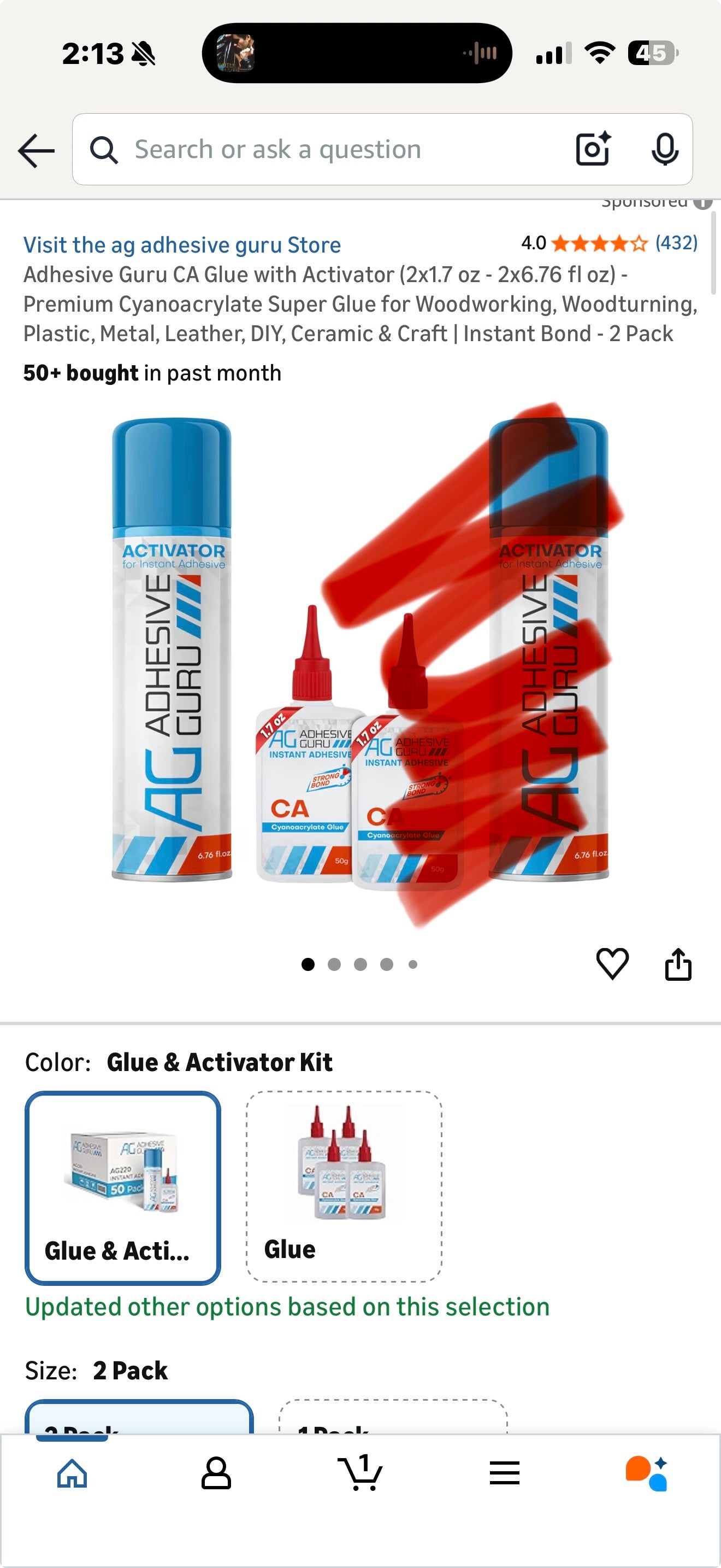 Adhesive Guru CA Glue with Activator (1-Pack)