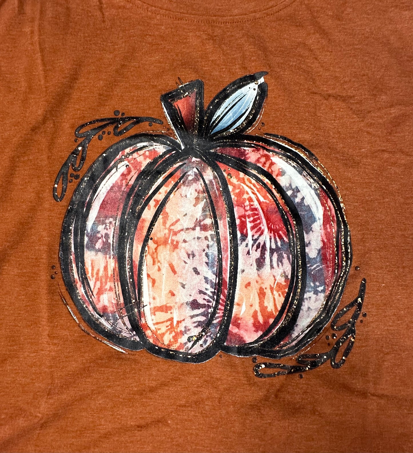 Women’s Loose Fit Casual Crop Top Pumpkin Graphic Tee (Size Large)
