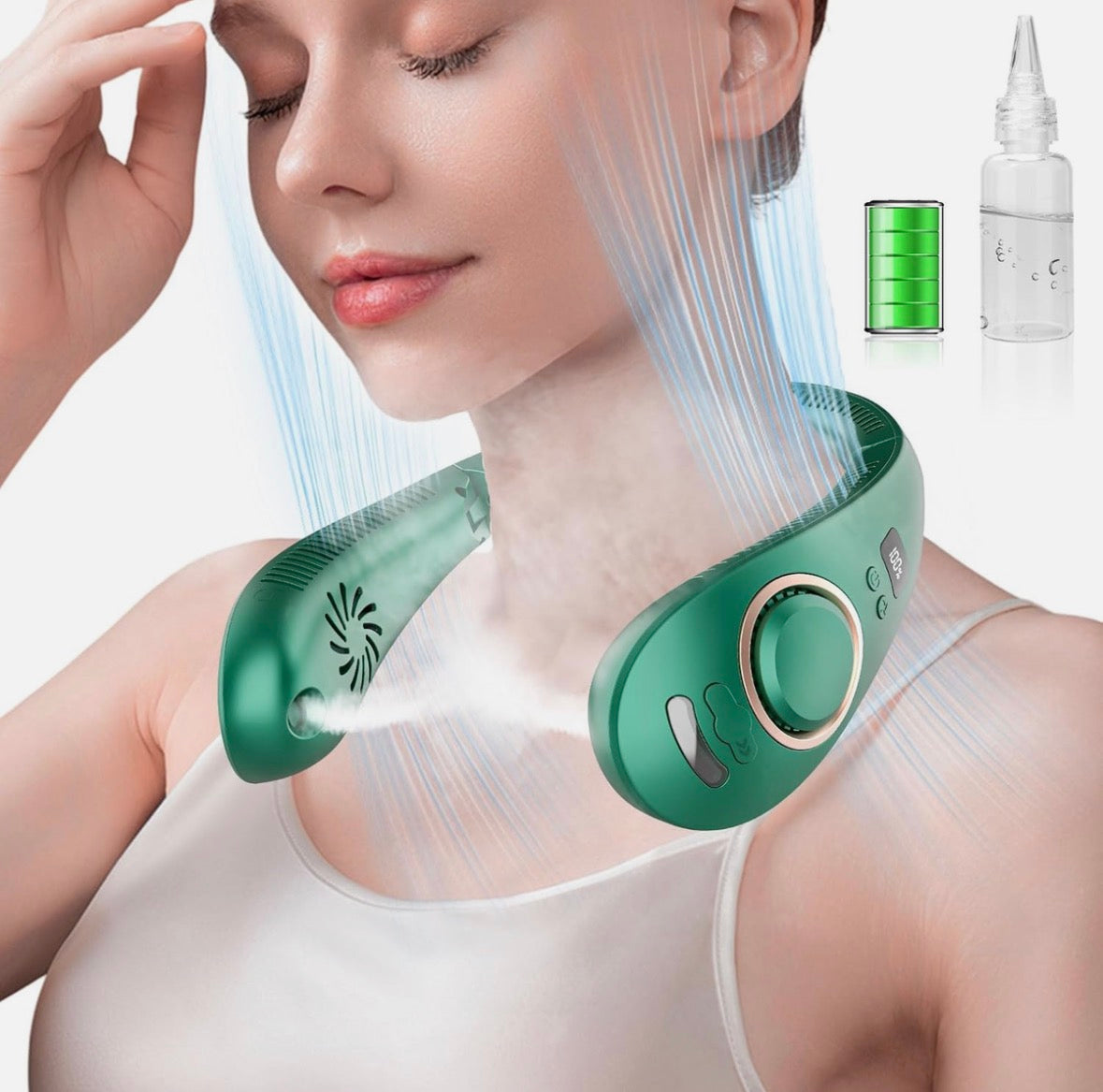 Cooling Neck Fan,Neck Misting Fan-Foldable Bladeless Personal Fans for Your Neck,Mini USB Rechargeable Battery Operated Neck Cooler Device, Mother'S Day Father'S Day Mom Dad Kids Birthday Gifts