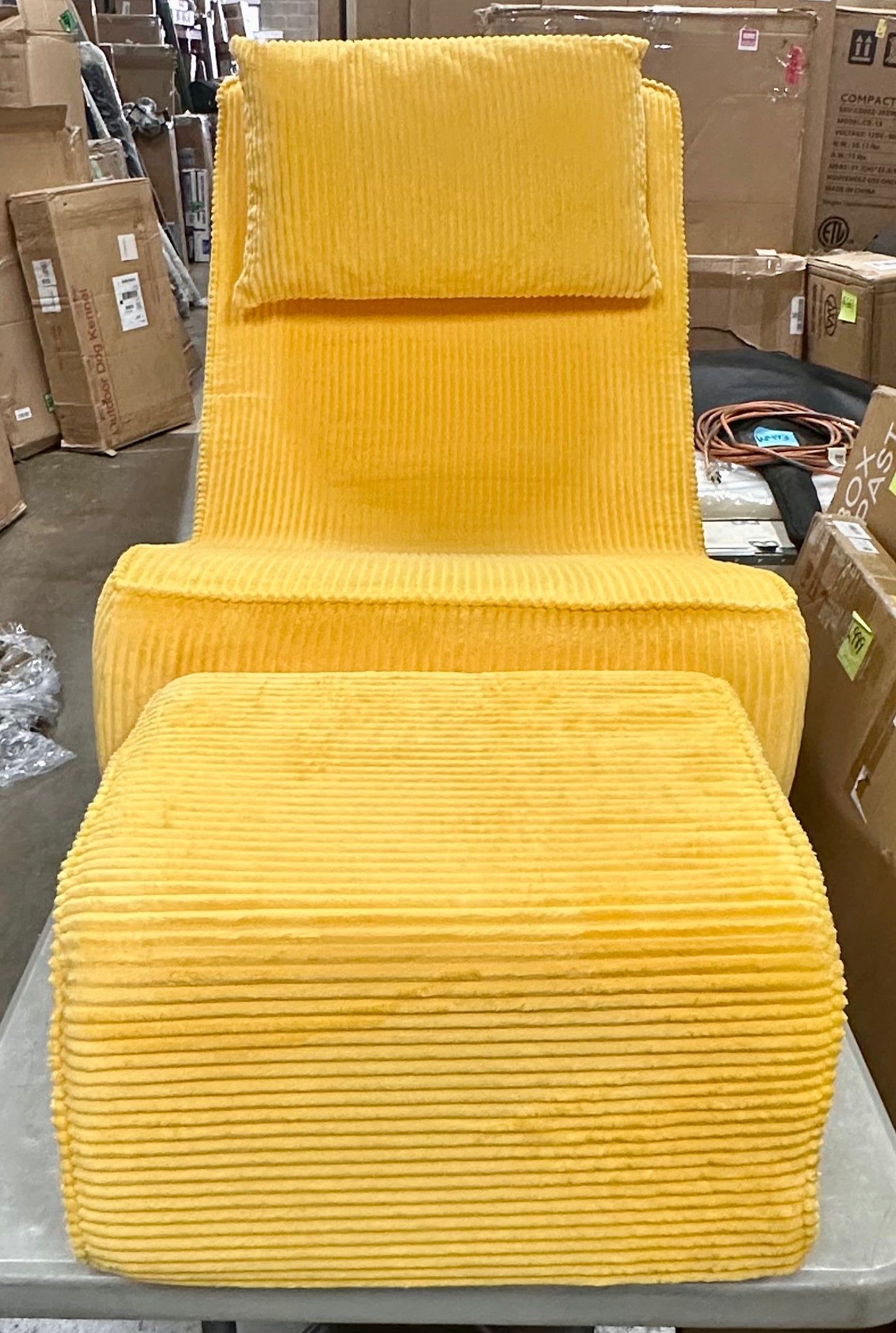 Giant Bean Bag Chair for Adults,Corduroy Chaise Lounge with Unrivaled Back Support, Detachable Neck Pillow, Comfortable Ottoman & Washable Cover (Corn Yellow) (L1017)