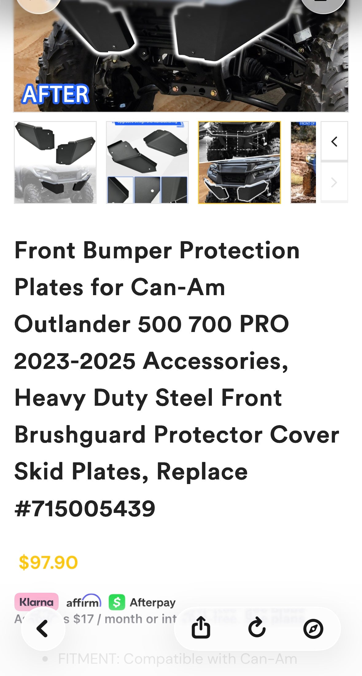 SLORIMOD EXTREME Front Bumper Protection Plates for Can-Am Outlander 500 700 PRO 2023-2025 Accessories, Heavy Duty Steel Front Brushguard Protector Cover Skid Plates, Replaces OEM part# 715005439