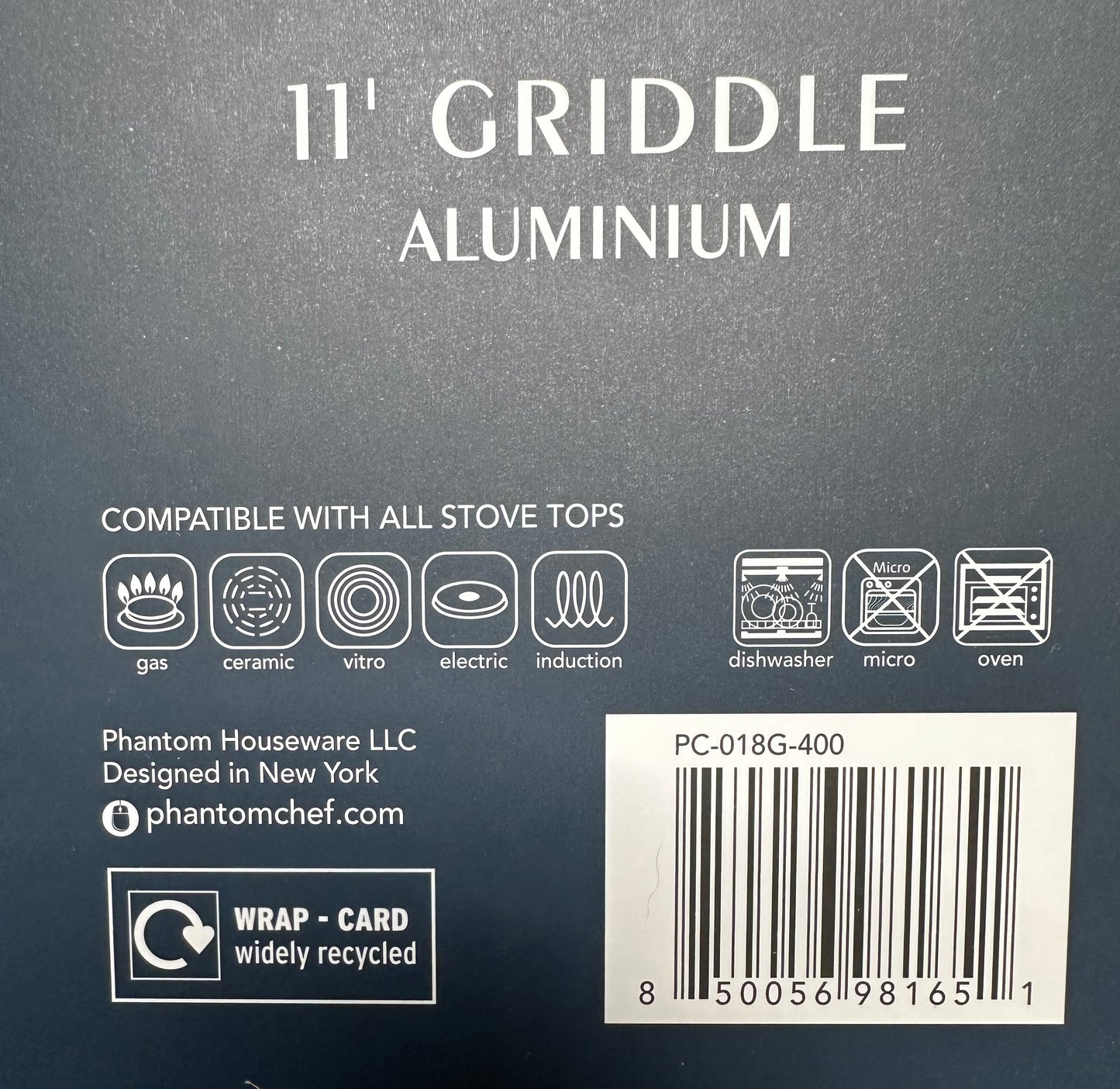 Phantom Chef - Griddle 11” Non Stick Coated Compatible with all Stove Stops