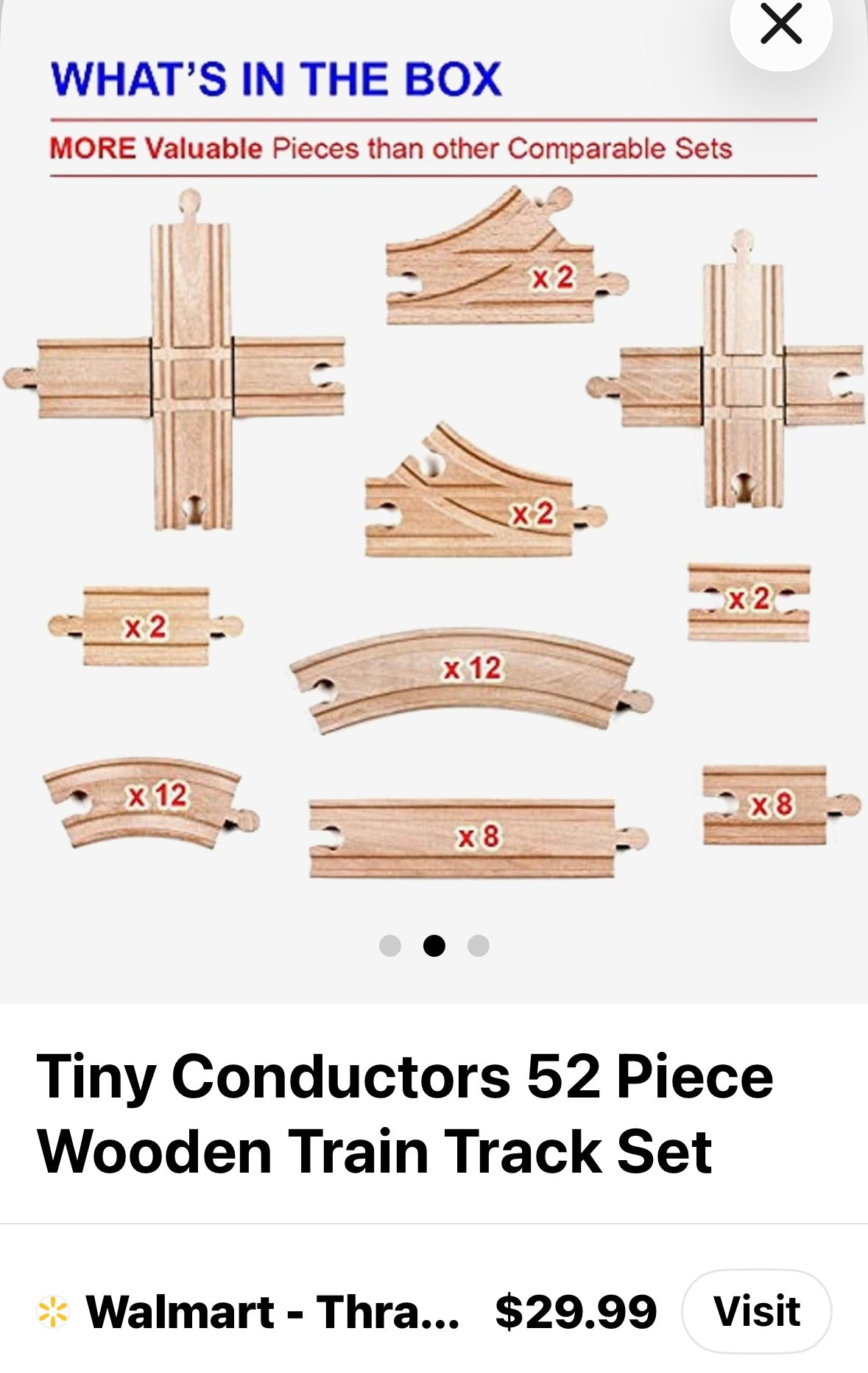 Tiny Conductors 52 Piece Wooden Train Track Set