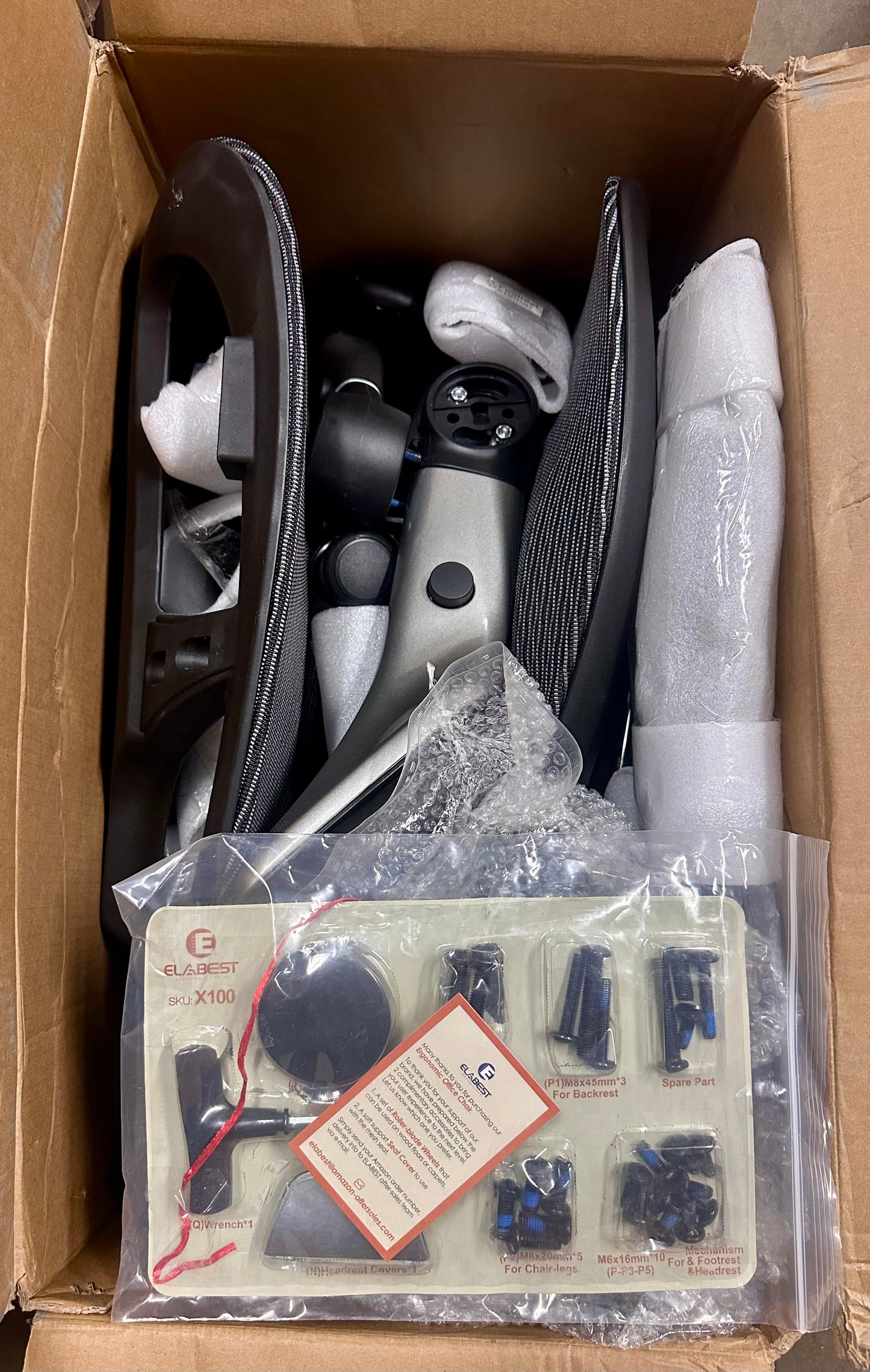 ELABEST X100 Ergonomic Office Chair, with 5D Flip-Up Arms, Adjustable 3D Lumbar Support, Rolling Swivel Mesh Office Chair (O465)