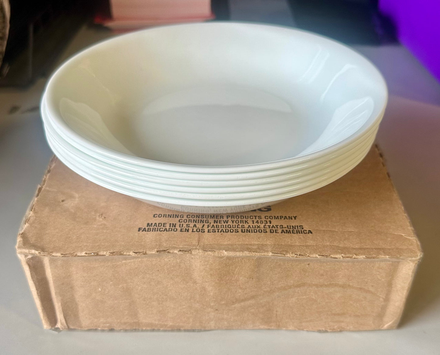 Corelle 6-Piece Bowl Set Triple Layer Glass and Chip Resistant, 20-Oz Lightweight Round Bowls, Winter Frost White
