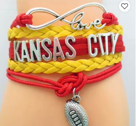 Infinity love Kansas City Chiefs 
Souvenir Bracelets
With Football Charm