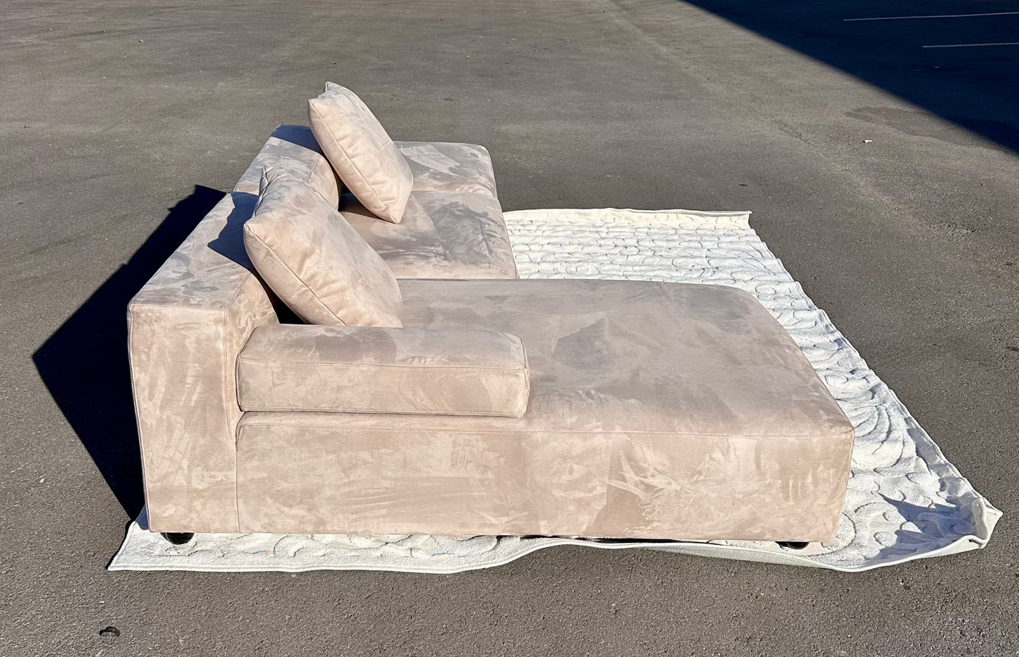 Acanva Luxury Modern Modular L-Shape Sectional Sofa Set, 3 Seat Upholstered Couch with Chaise Lounge for Living Room Bedroom Apartment,Light Cream (L1097)