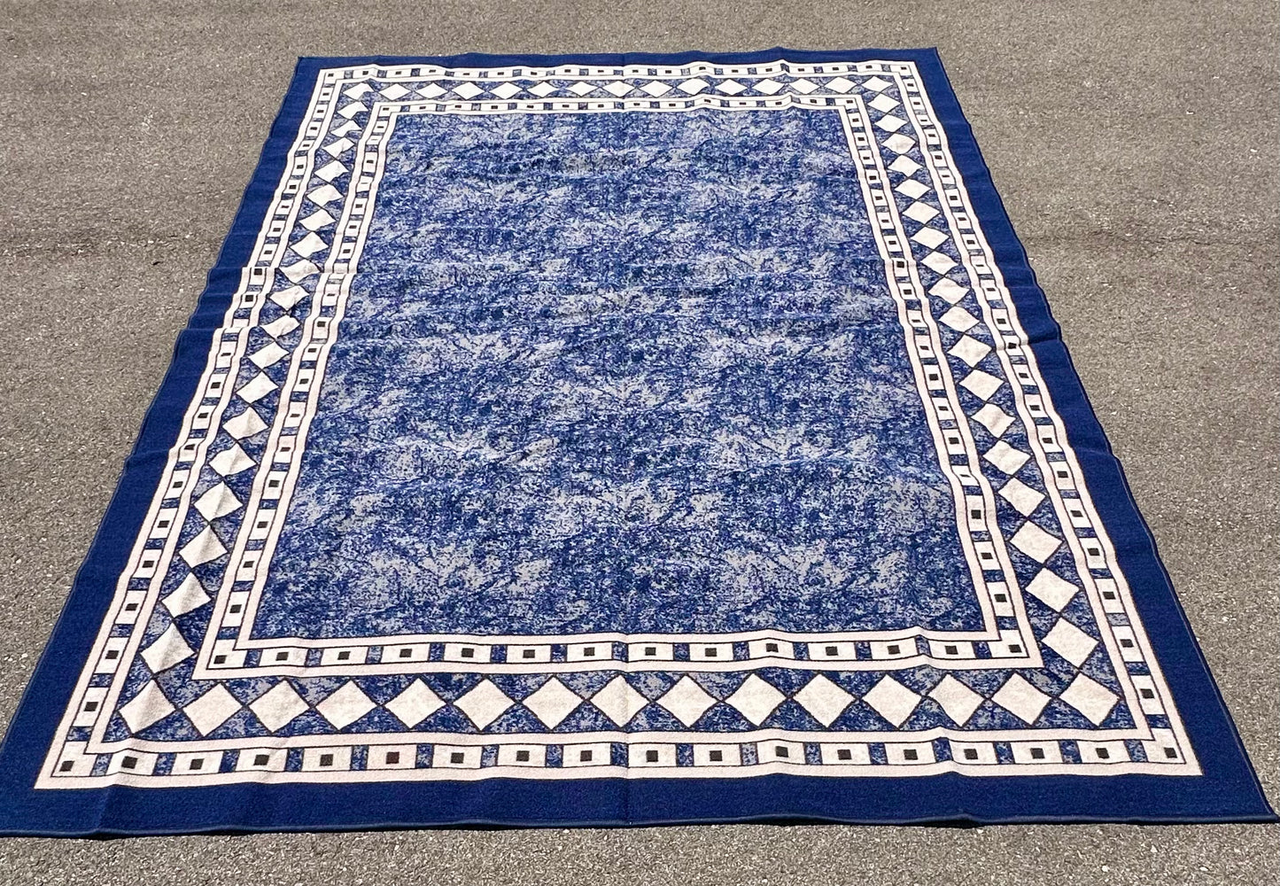Antep Rugs Alfombras Modern Bordered 8x10 Non-Skid (Non-Slip) Low Profile Pile Rubber Backing Indoor Area Rugs (Navy Blue, 7'10" × 10') (L1251)