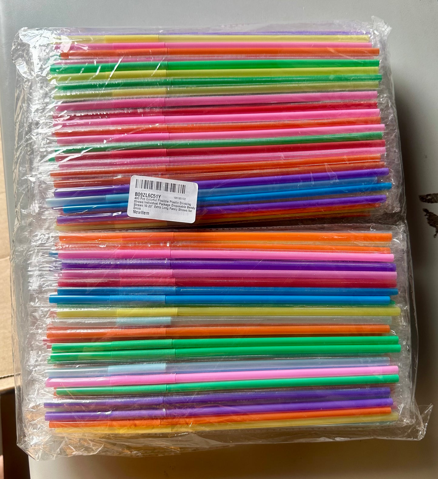 400 PCS Flexible Plastic Straws, Colorful Disposable Bendy Party Fancy Straws
