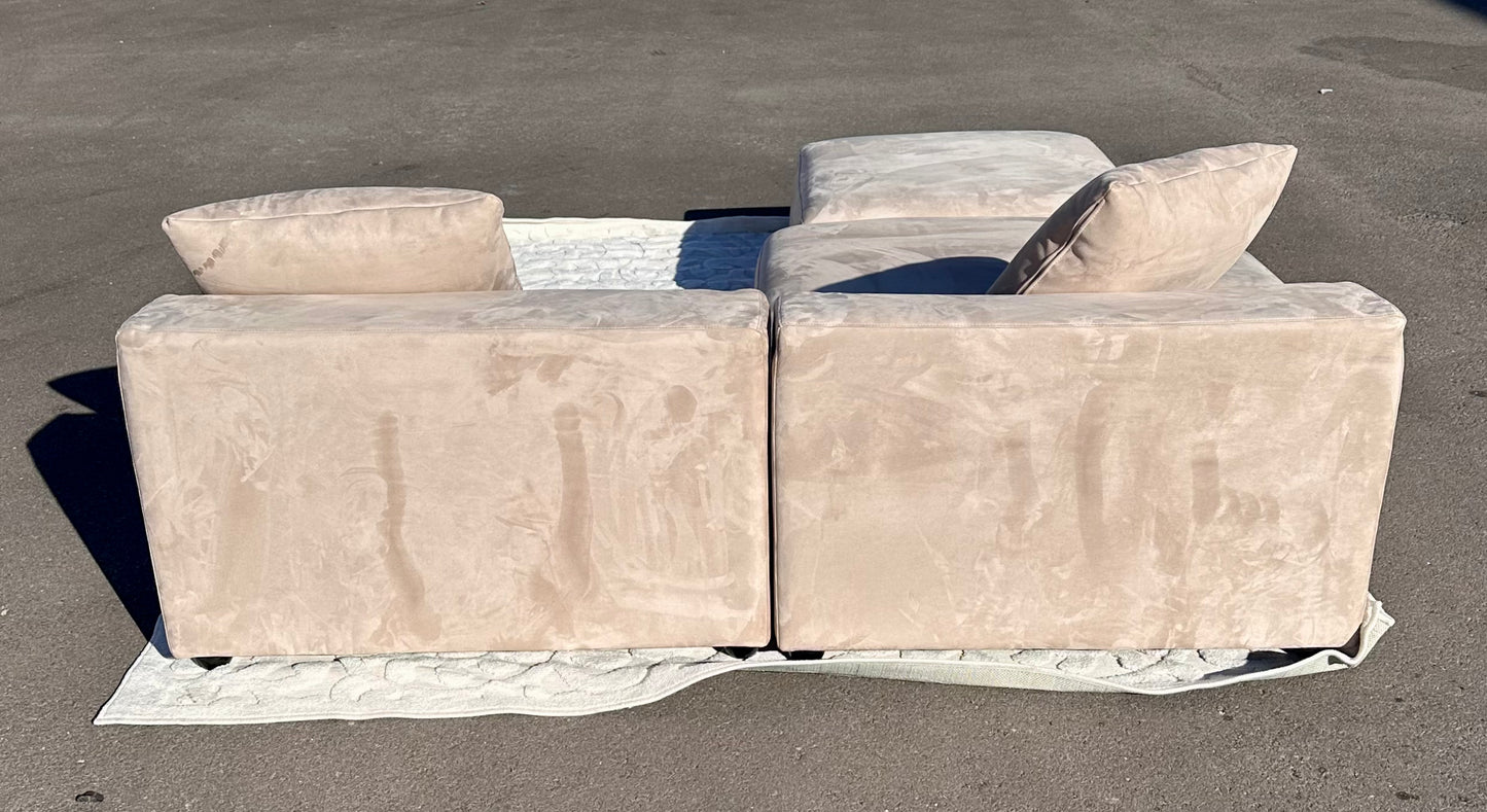 Acanva Luxury Modern Modular L-Shape Sectional Sofa Set, 3 Seat Upholstered Couch with Chaise Lounge for Living Room Bedroom Apartment,Light Cream (L1097)