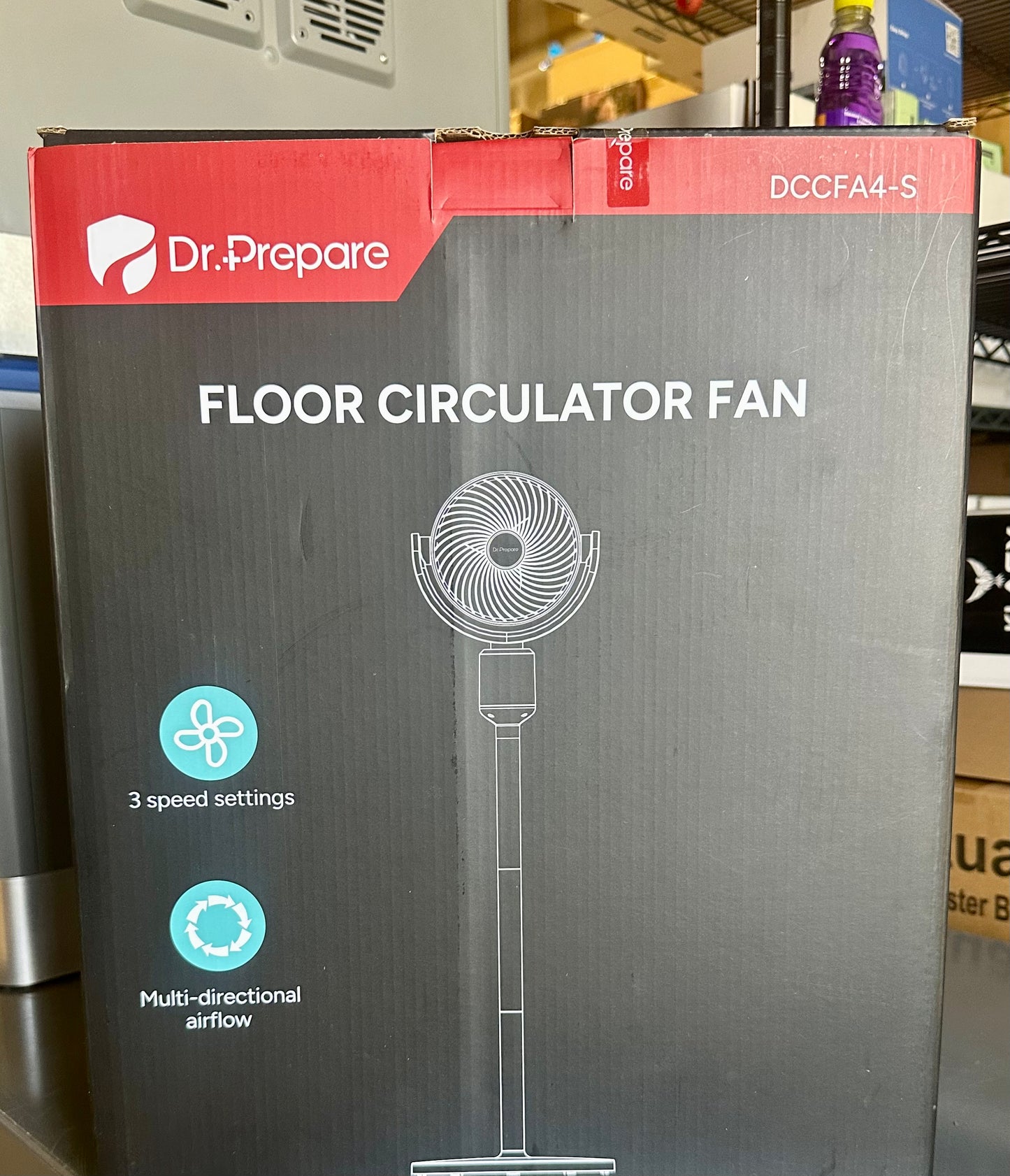 DR.PREPARE Compact Misting Pedestal Fan with Magnetic Mister, Quiet Air Circulator Standing Fan, 16-34" Adj. Height, 70°Auto-Oscillation, 90° Up+10° Down Tilt, 3 Speeds for Small‑Medium Patio Backyard