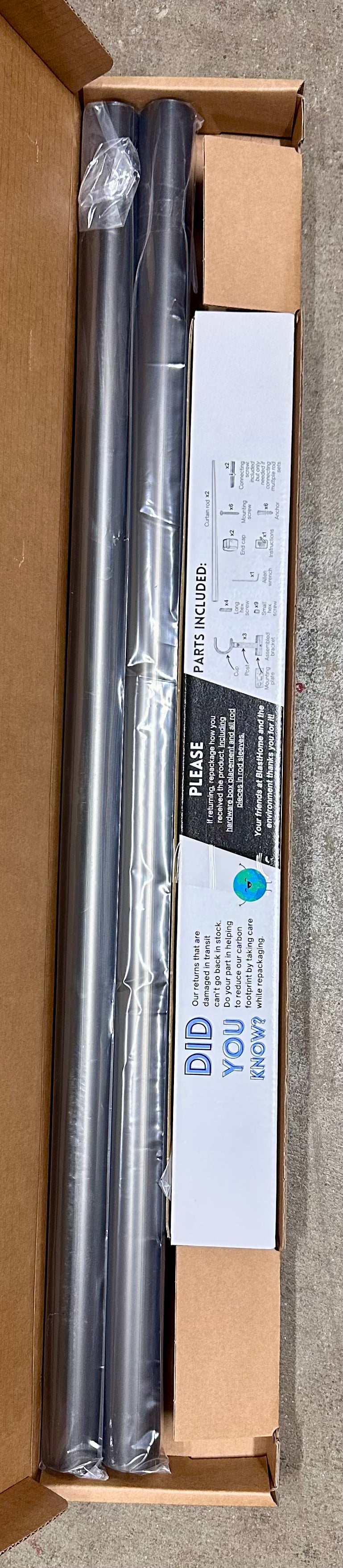 BlastHome Signature Collection Curtain Rod Set – Connectable for Seamless Look – Premium Heavy Metal 1 1/4" Diameter Rod with Zinc Brackets & Endcaps – Matte Graphite Finish – 5 ft (L1089)