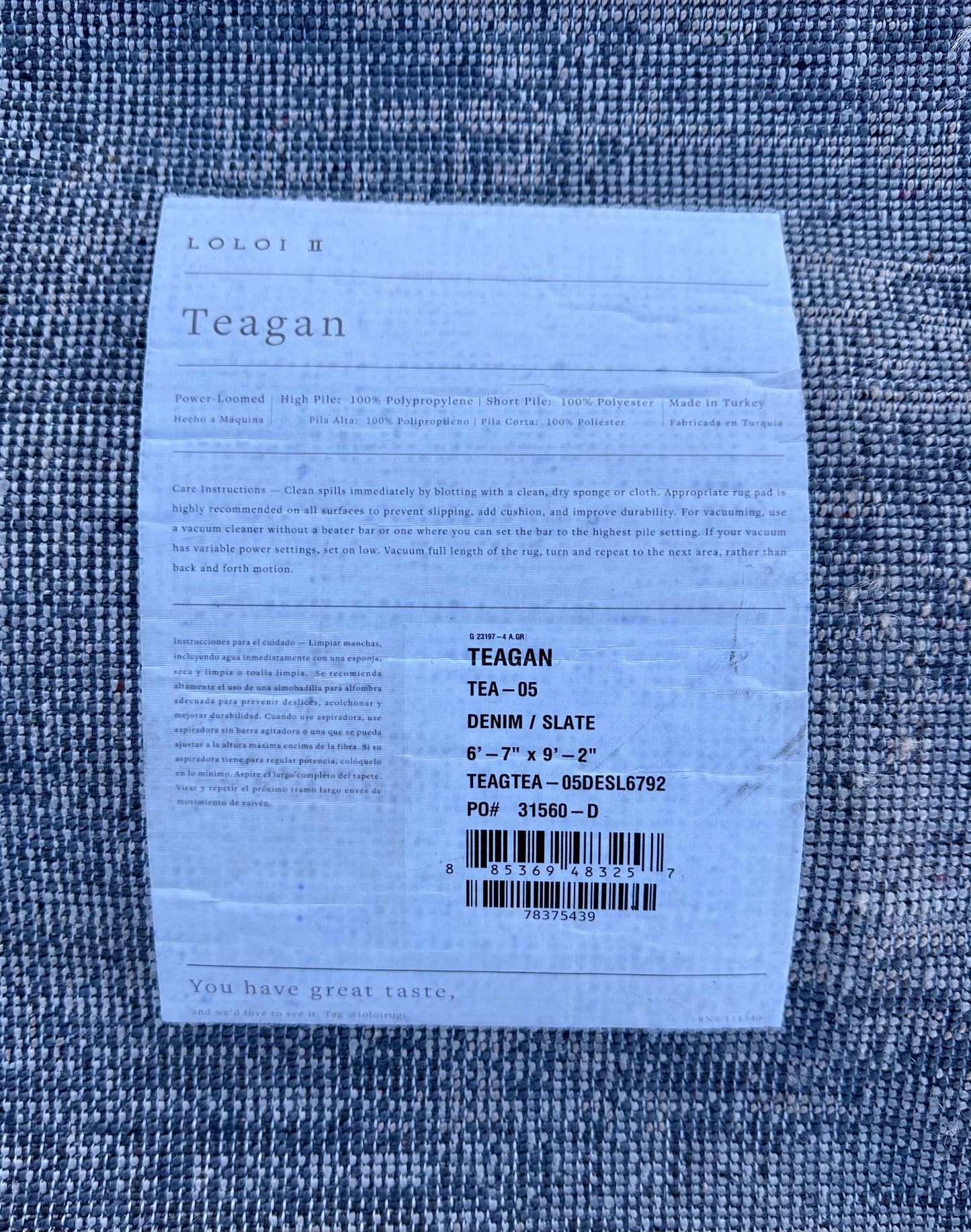 Loloi Teagan Collection TEA-05 Denim/Slate 6'-7" x 9'-2" Area Rug, Large, Soft Neutral Rug, High-Traffic for Living Room, Bedroom, Home Office, Dining Area (L1102)