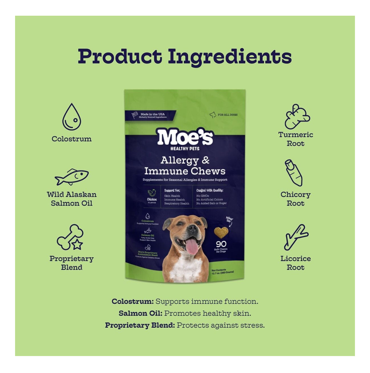 Moe's Healthy Pets Chicken Flavor Immunity Bites Chews for Dogs, 90 count