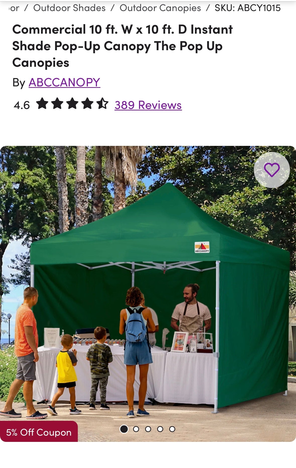 ABCCANOPY Easy Pop Up Canopy Tent with Sidewalls 10x10 Commercial - Series, Green (CP10)