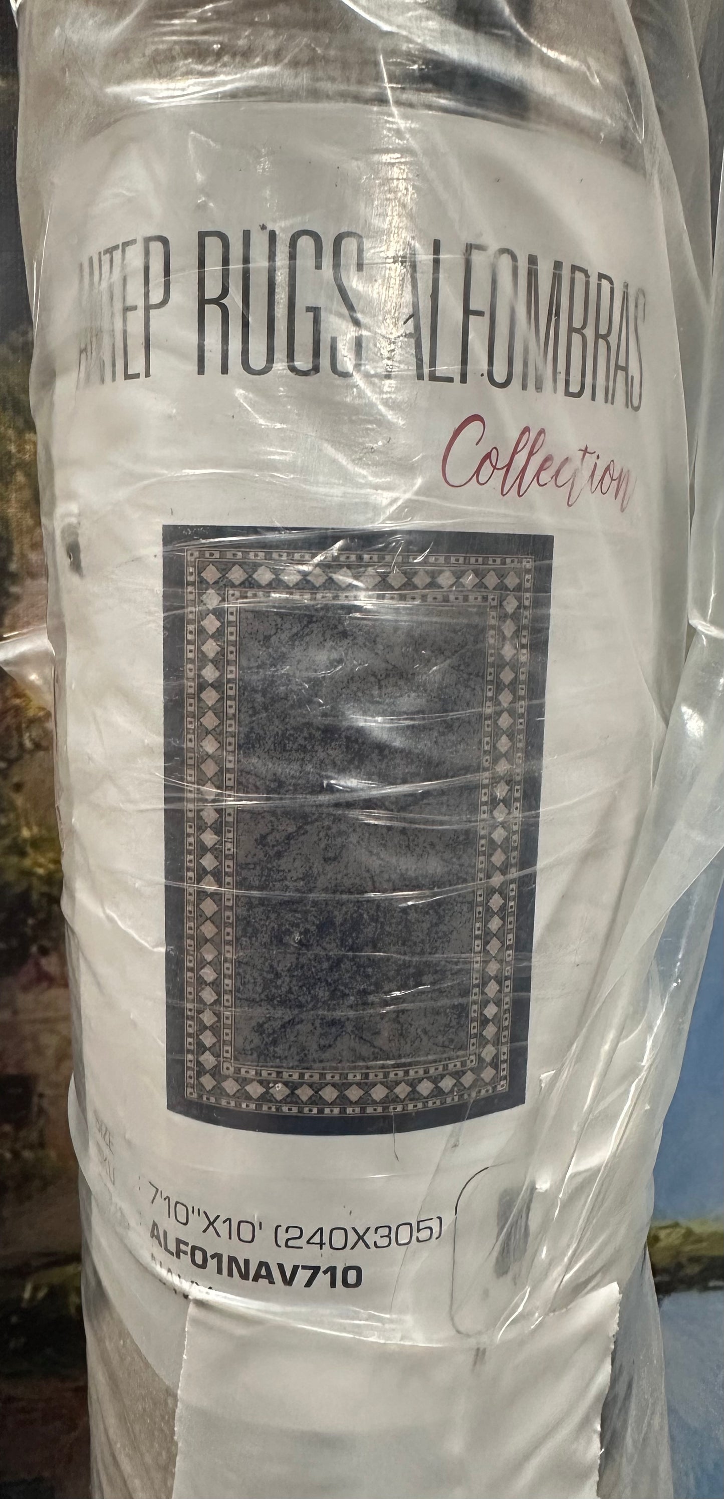 Antep Rugs Alfombras Modern Bordered 8x10 Non-Skid (Non-Slip) Low Profile Pile Rubber Backing Indoor Area Rugs (Navy Blue, 7'10" x 10') (L1083)