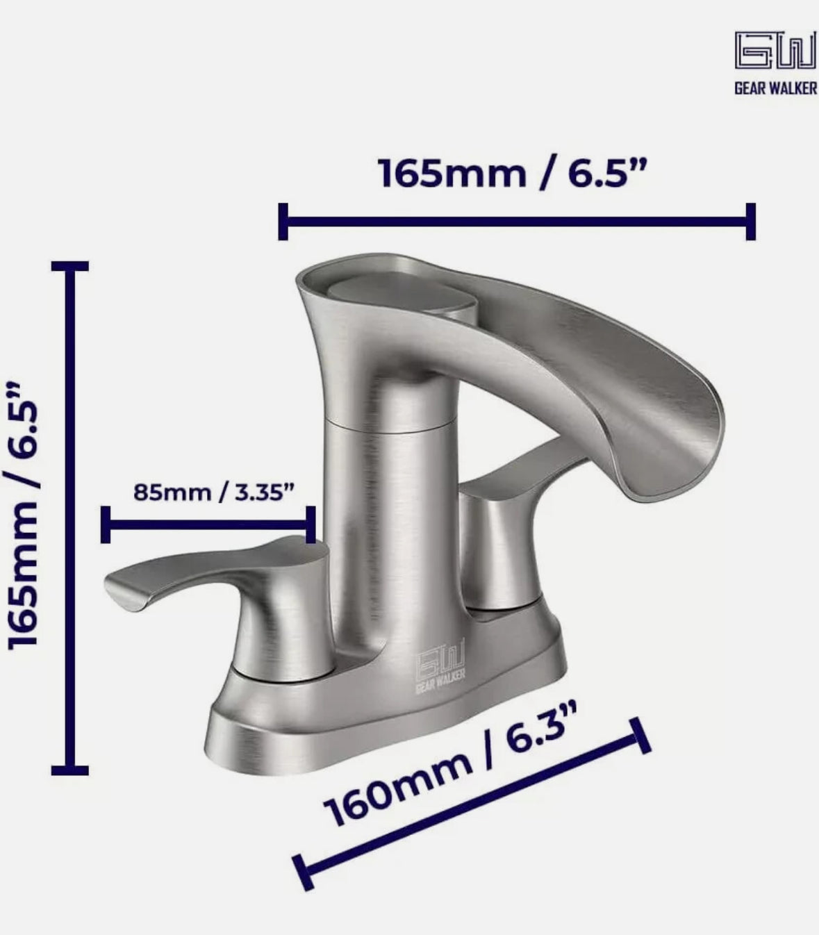 Gear Walker Waterfall Bathroom Sink Faucet with Pop Up Drain, Bathroom Faucet, Bathroom Vanity Sink Faucet