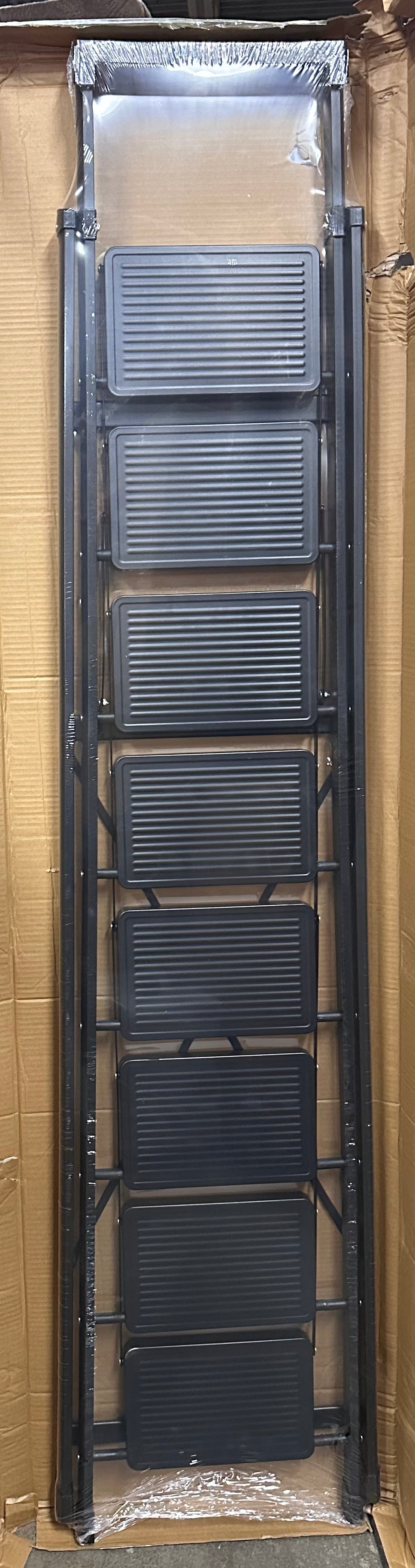 8 Step Ladder, Supports 330lbs Capacity, Folding Step Stool with Anti-Slip Wide Pedal, Anti-Slip Feet, Sturdy Steel Construction, Steel Ladder for Painting, Garden,Office,Garage (G921)