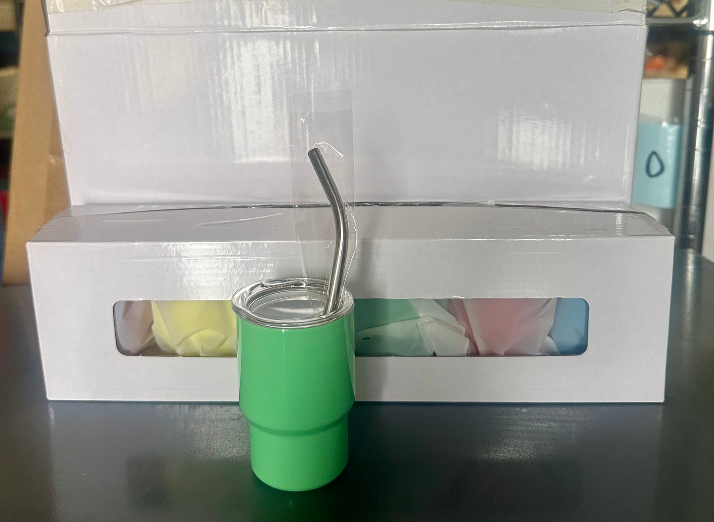 6pcs, 3oz Mini Tumblers With Straw, Metal Shot Glasses, Stainless Steel Water Bottles, Summer Winter Drinkware, For Bar, Pub, Club, Restaurant to