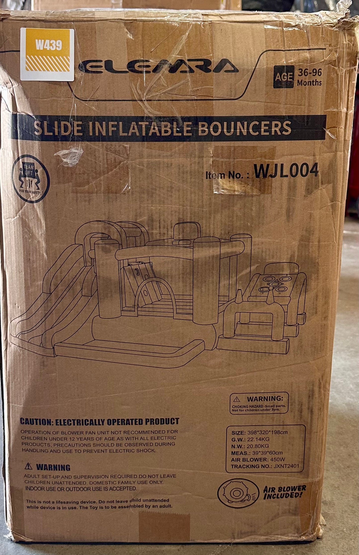 New - ELEMARA Inflatable Bounce House, Bouncy House with Blower, Kids Bounce House with Slide (W439)