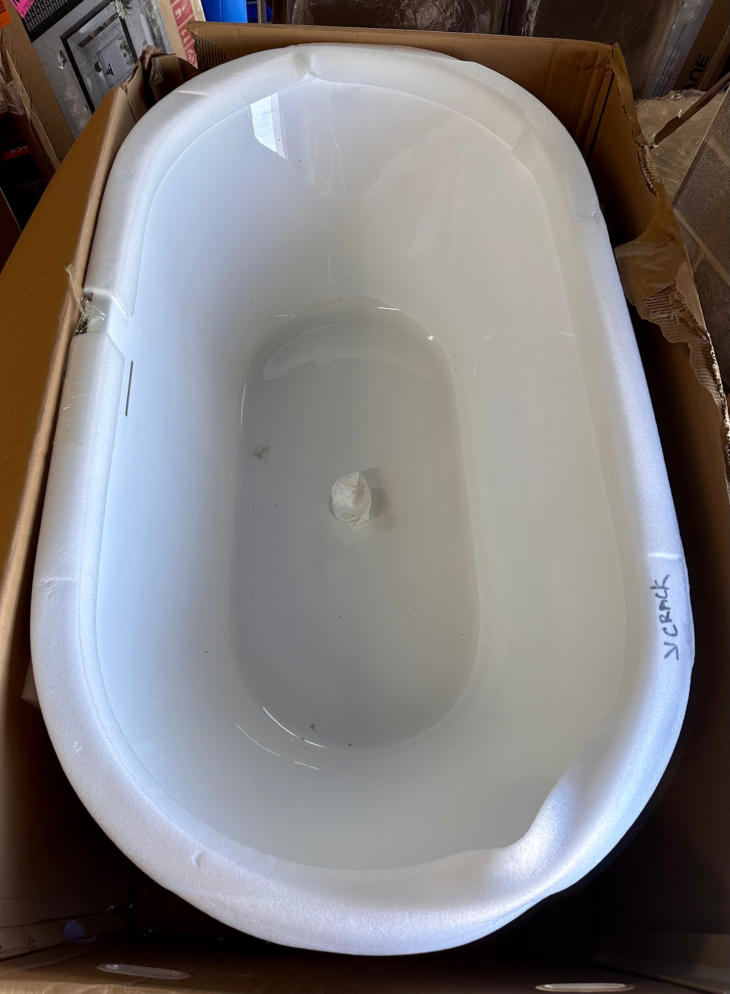 59" Acrylic Freestanding Bathtub, Tap Deck Bathtub, Stand Alone Tub, Soaking Tub with Integrated Overflow and Drain, CUPC Certified (B1099)