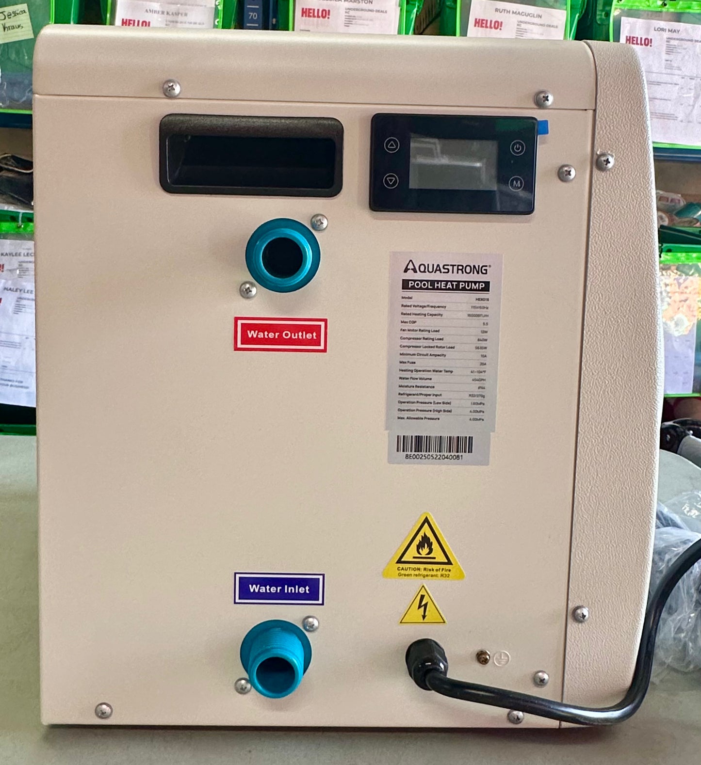 AQUASTRONG HEX016, 16,000 BTU Heat Pump For 5,000 Gallon
Pools 120V (R740)