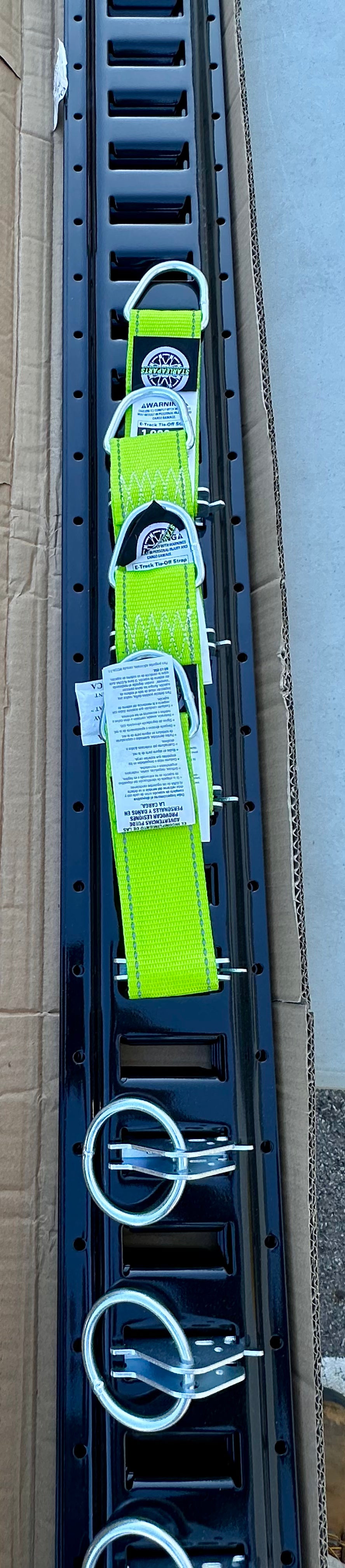 8' E Track Rail Tie-Down Kit - Heavy Duty 4 Pack Etrack Rail System with 16PCS E Track Accessories Including 8 O Ring & 8 Rope Tie Offs, 6,000lbs Break Strength (G898)