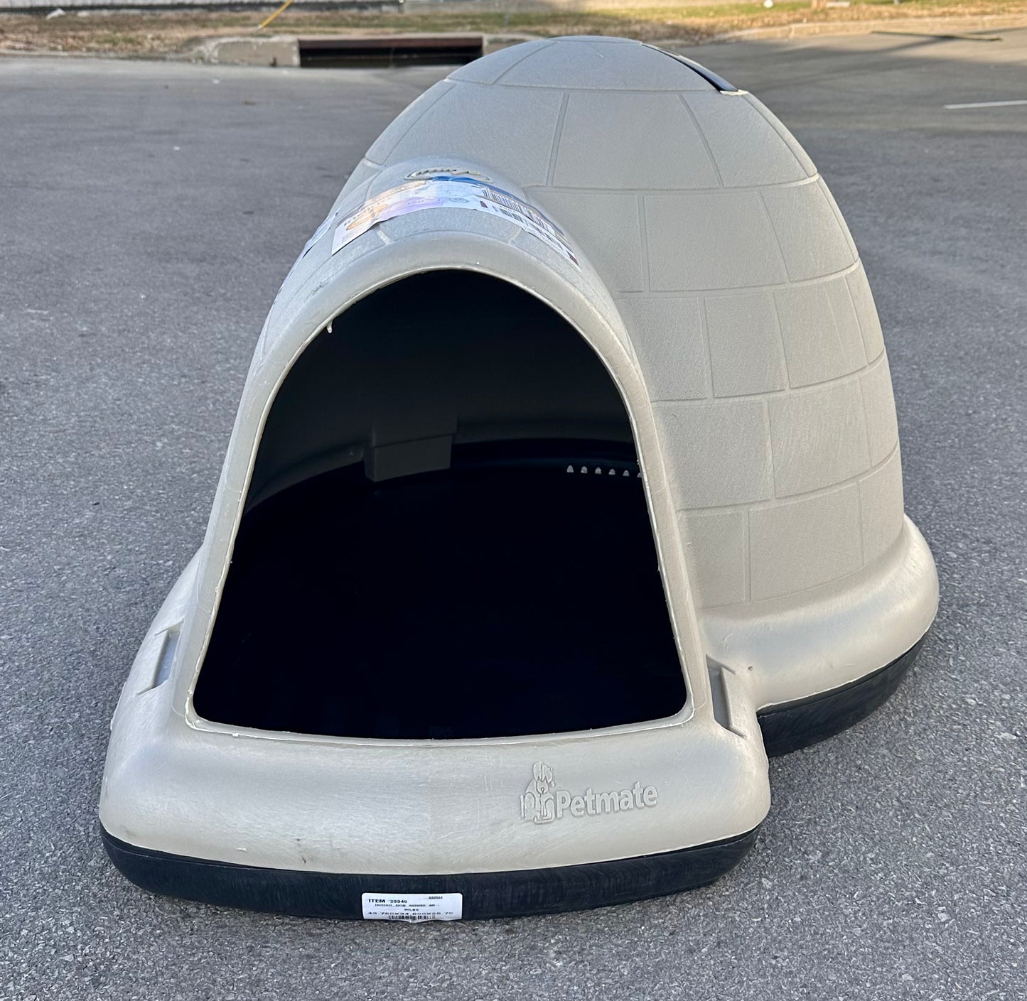 Petmate Large Dog House Outdoor Weatherproof - Indigo Igloo Dog House, Made in USA, for Large Dogs 50 to 90 pounds, TAUPE/BLACK (R742)