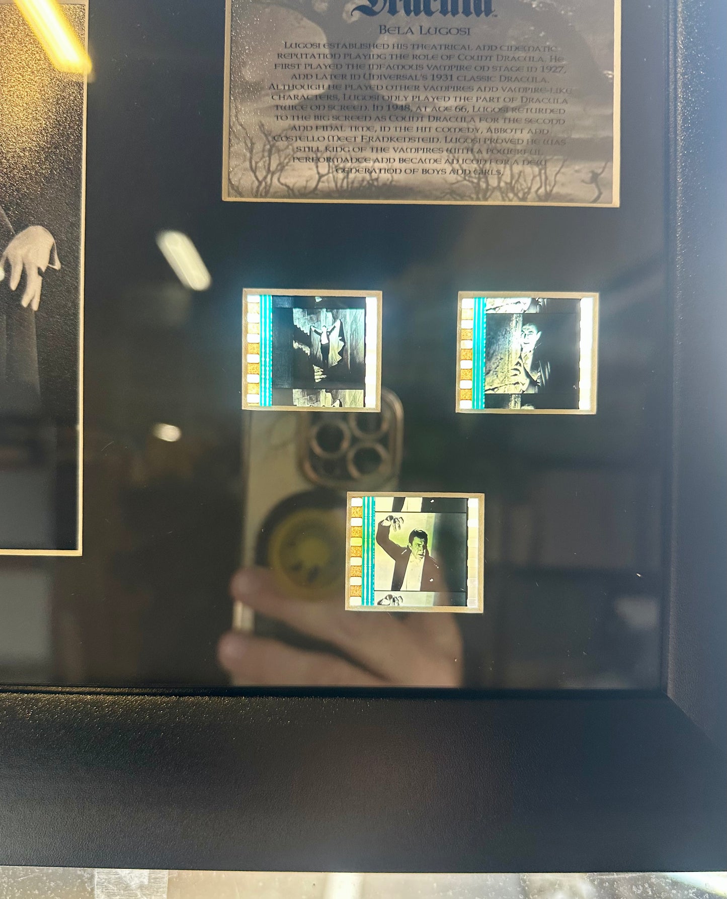 Dracula (Bela Lugosi 1931) Universal Monsters FILMCELLS Framed Wall Art Presentation -3x Clips of 35mm Film - 13x11