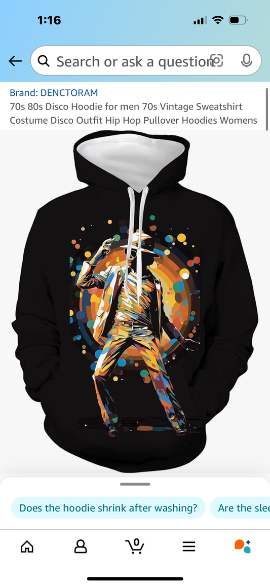 70s 80s Disco Hoodie for men 70s Vintage Sweatshirt Costume Disco Outfit Hip Hop Pullover Hoodies Womens