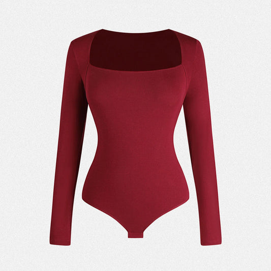 Square Neck Bodysuit, Red (Size Large)