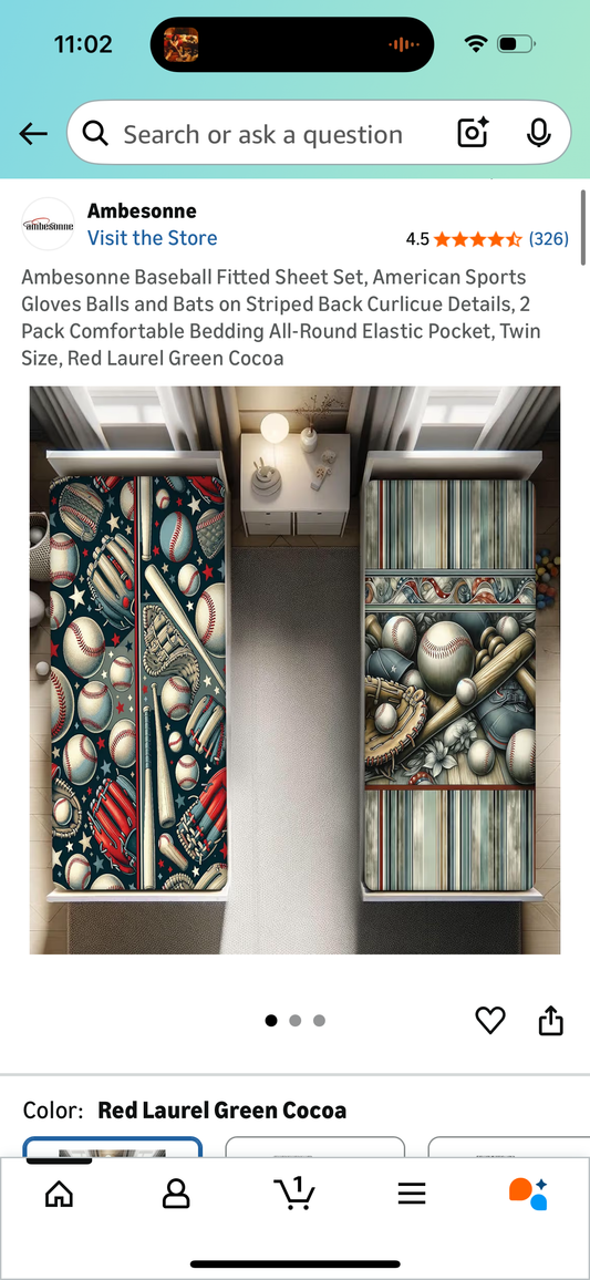 Ambesonne Baseball Fitted Sheet Set, American Sports Gloves Balls and Bats on Striped Back Curlicue Details, 2 Pack Comfortable Bedding All-Round Elastic Pocket, Twin Size, Red Laurel Green Cocoa