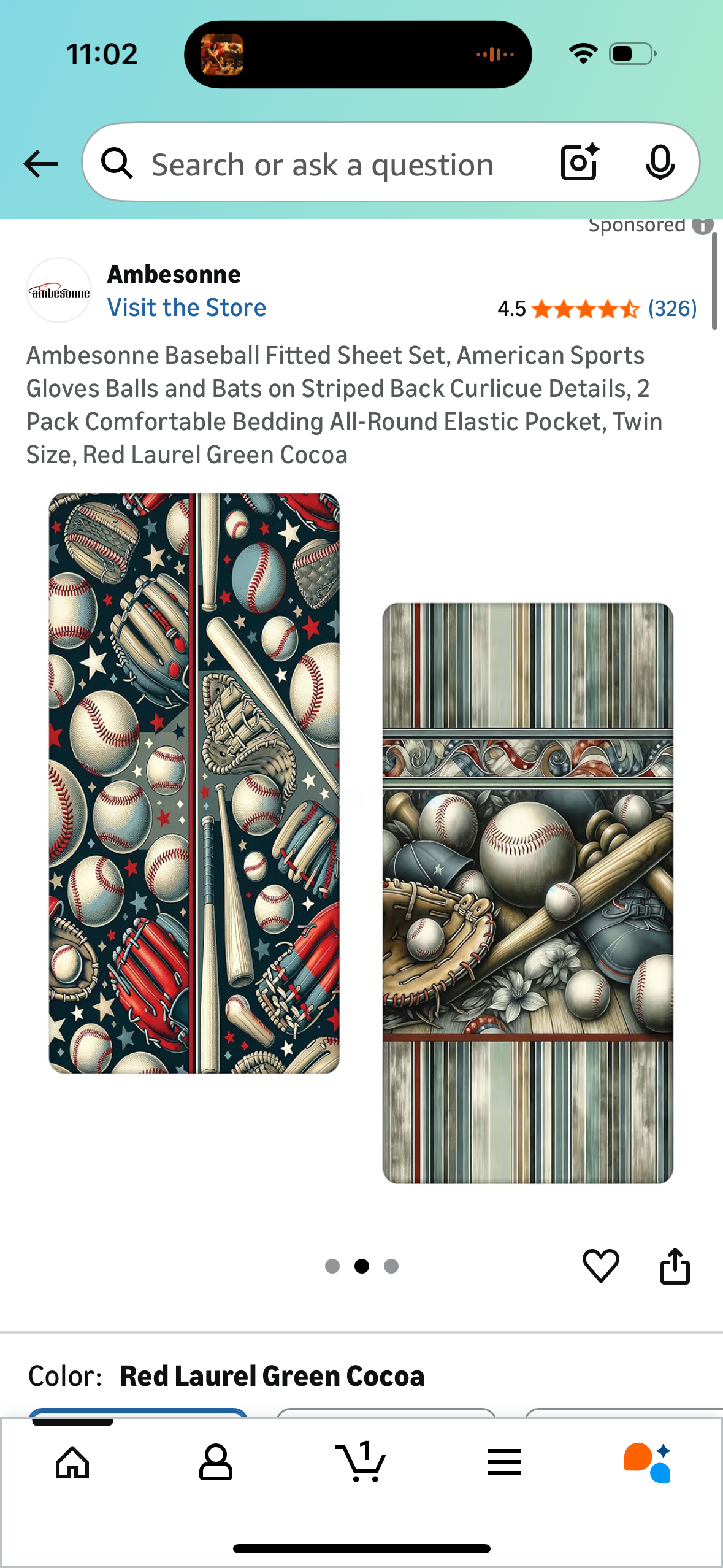 Ambesonne Baseball Fitted Sheet Set, American Sports Gloves Balls and Bats on Striped Back Curlicue Details, 2 Pack Comfortable Bedding All-Round Elastic Pocket, Twin Size, Red Laurel Green Cocoa