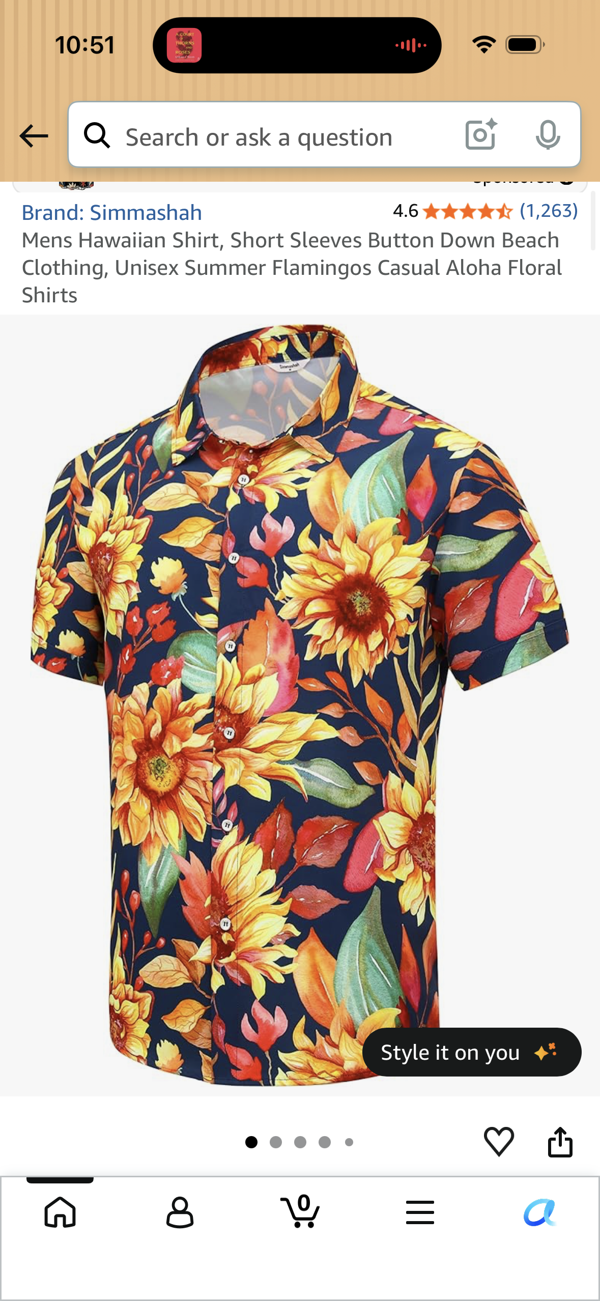 Mens Hawaiian Shirt, Short Sleeves Button Down Beach Clothing, Unisex Summer Flamingos Casual Aloha Floral Shirts (Size Medium)