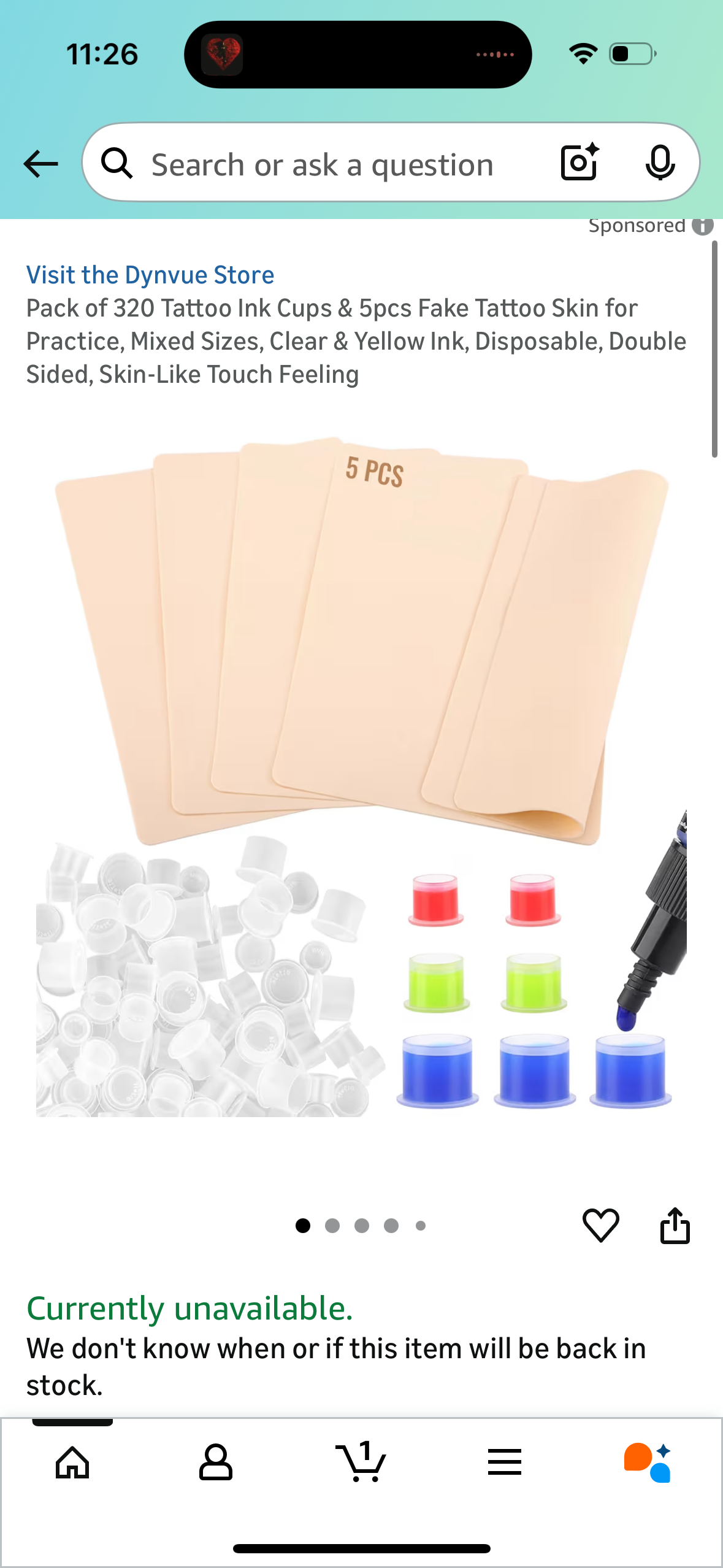 Pack of *480* Tattoo Ink Cups & *10PCS* Fake Tattoo Skin for Practice, Mixed Sizes, Clear & Yellow Ink, Disposable, Double Sided, Skin-Like Touch Feeling