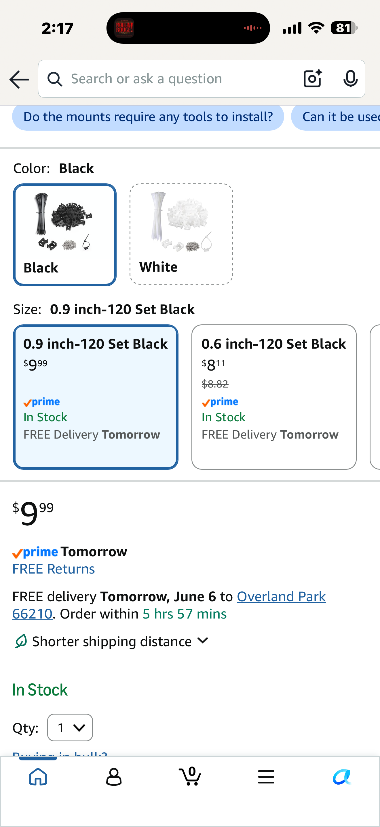 120 Set Black Cable Zip Tie Mounts Kit Wire Clips Organizer Holders Clamps with 0.9Inch Saddle Type Mounts Base with 8" Ties and Tapping Screw