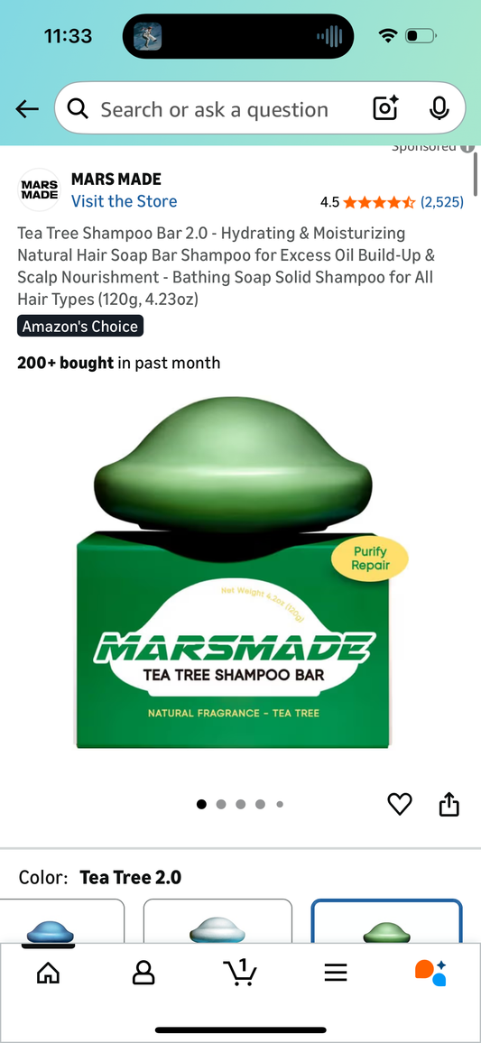 Tea Tree Shampoo Bar 2.0 - Hydrating & Moisturizing Natural Hair Soap Bar Shampoo for Excess Oil Build-Up & Scalp Nourishment - Bathing Soap Solid Shampoo for All Hair Types (120g, 4.23oz)