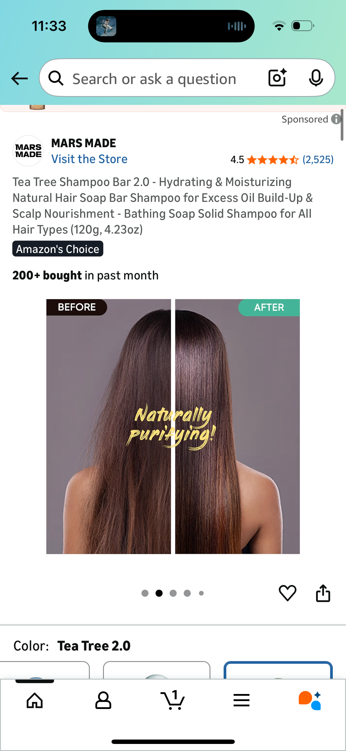 Tea Tree Shampoo Bar 2.0 - Hydrating & Moisturizing Natural Hair Soap Bar Shampoo for Excess Oil Build-Up & Scalp Nourishment - Bathing Soap Solid Shampoo for All Hair Types (120g, 4.23oz)