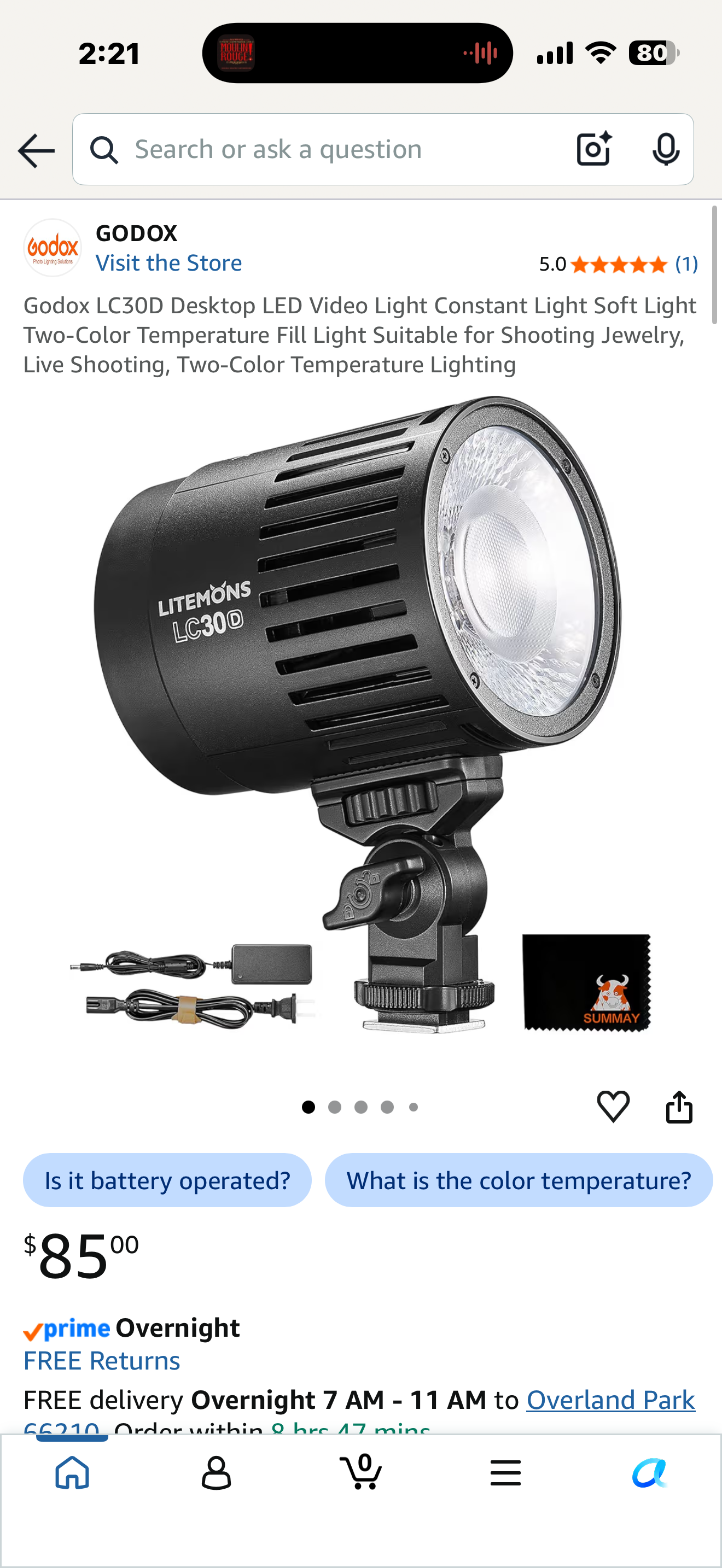 Godox LC30D Desktop LED Video Light Constant Light Soft Light Two-Color Temperature Fill Light Suitable for Shooting Jewelry, Live Shooting, Two-Color Temperature Lighting