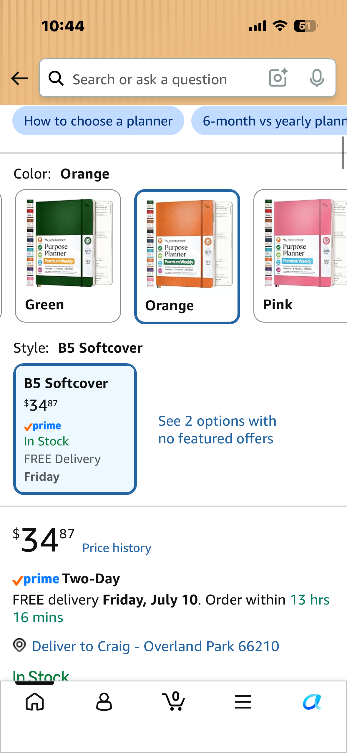 Purpose Planner Notebook, B5 5.8”x8.3” Undated 2026, Daily Weekly, and Monthly Productivity Goal Setting Tool for Work, Home, ADHD Planner for Adults, Self Care Journal (Orange Softcover)